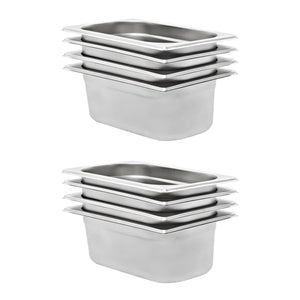 Gastronormbehälter GN 1/4 Edelstahl 8er-Set