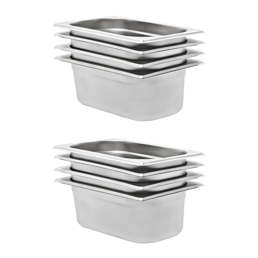 Gastronormbehälter GN 1/4 Edelstahl 8er-Set