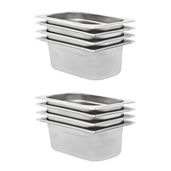 Gastronormbehälter GN 1/4 Edelstahl 8er-Set
