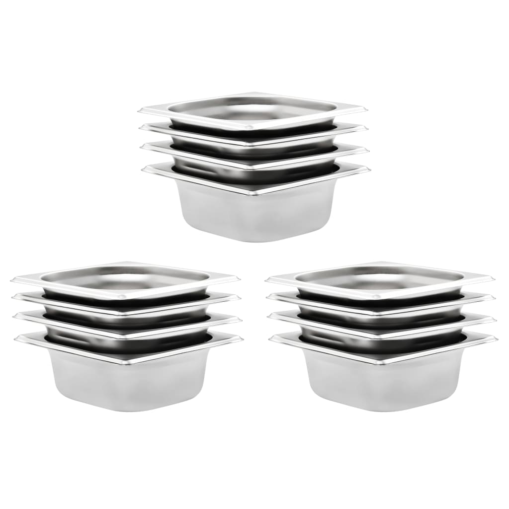 Gastronormbehälter GN 1/6 Edelstahl, 12er-Set