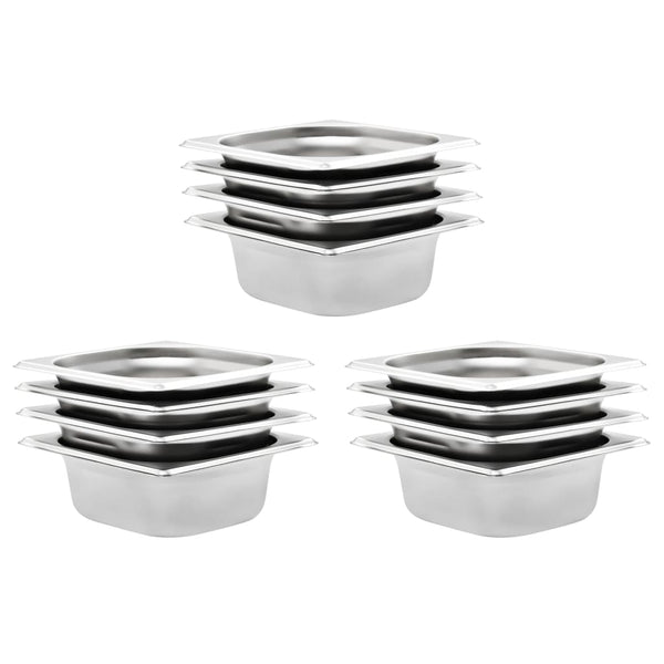 Gastronormbehälter GN 1/6 Edelstahl, 12er-Set