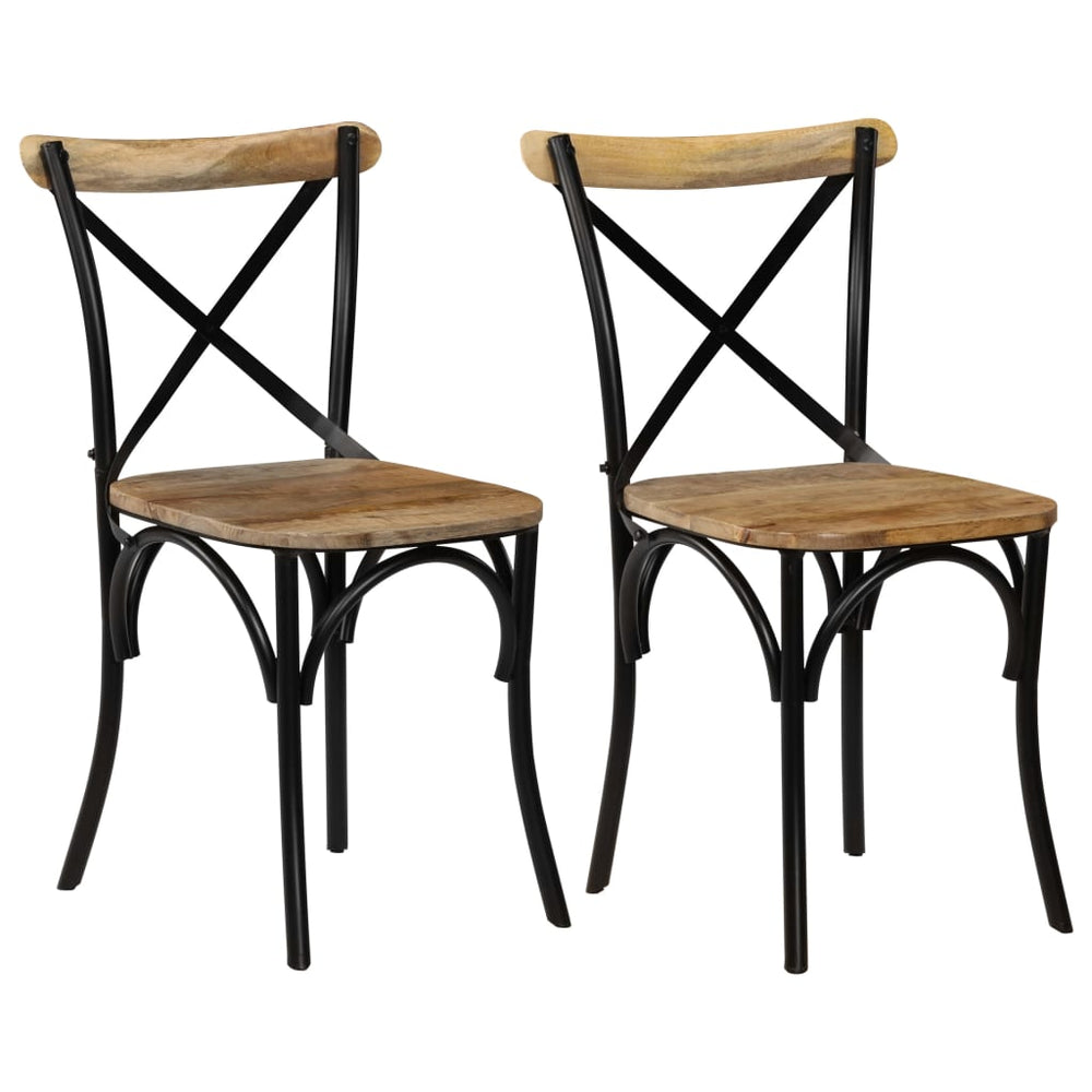 vidaXL Cross-Back Chairs 2 pcs. Black Solid Mango Wood
