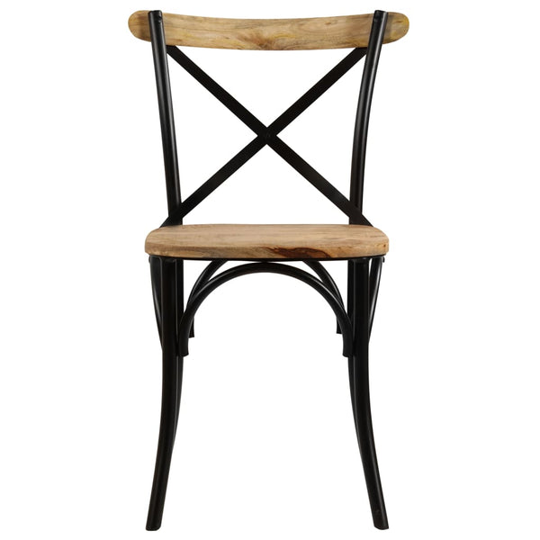 vidaXL Cross-Back Chairs 2 pcs. Black Solid Mango Wood