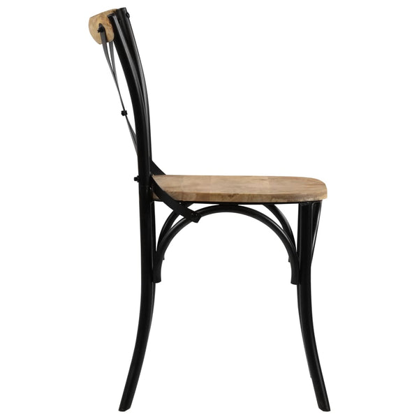 vidaXL Cross-Back Chairs 2 pcs. Black Solid Mango Wood