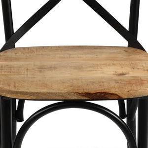 vidaXL Cross-Back Chairs 2 pcs. Black Solid Mango Wood