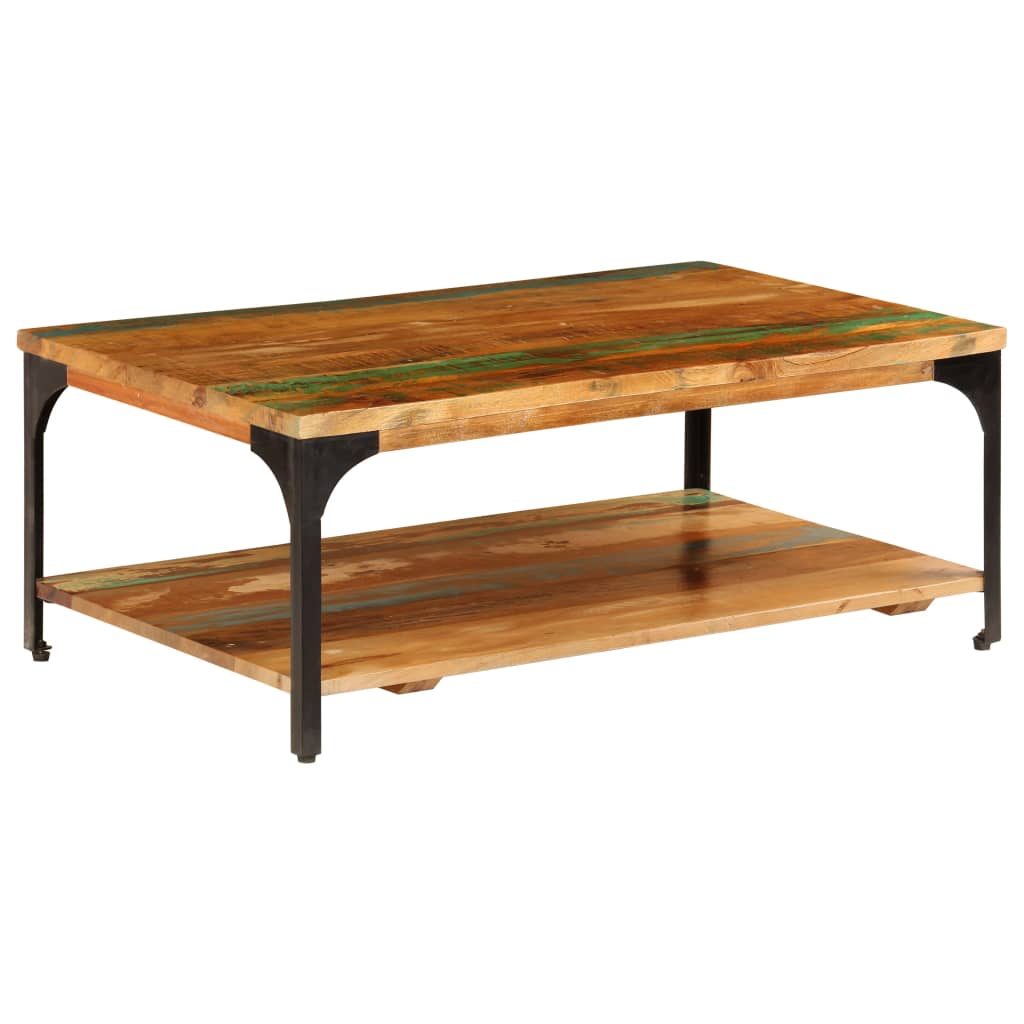 vidaXL Coffee Table with Storage 100x60x35 cm Solid Reclaimed Wood