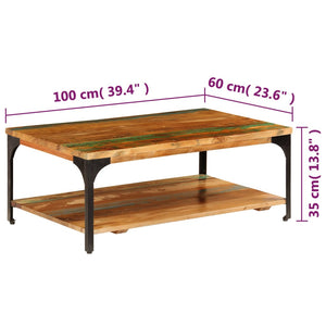 vidaXL Coffee Table with Storage 100x60x35 cm Solid Reclaimed Wood