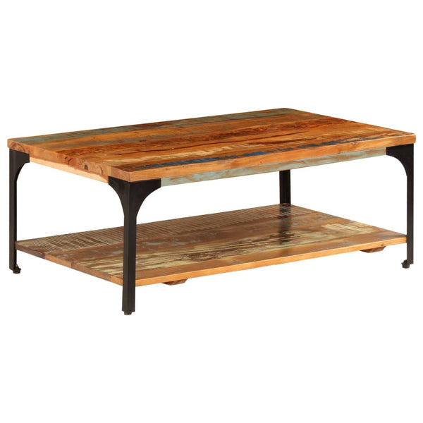 vidaXL Coffee Table with Storage 100x60x35 cm Solid Reclaimed Wood