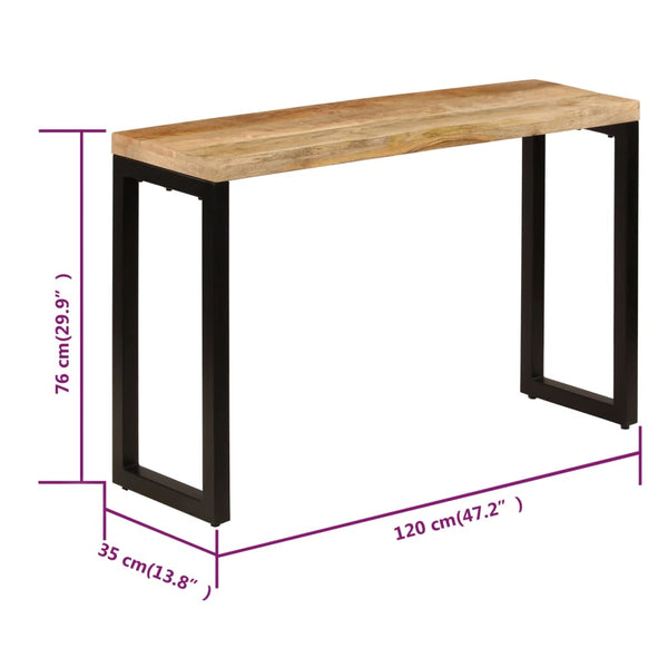 vidaXL Console Table 120x35x76 cm Steel and Solid Mango Wood