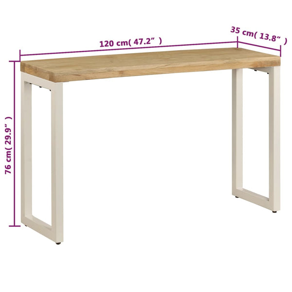 vidaXL Console Table 120x35x76 cm Steel and Solid Mango Wood