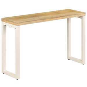 vidaXL Console Table 120x35x76 cm Steel and Solid Mango Wood