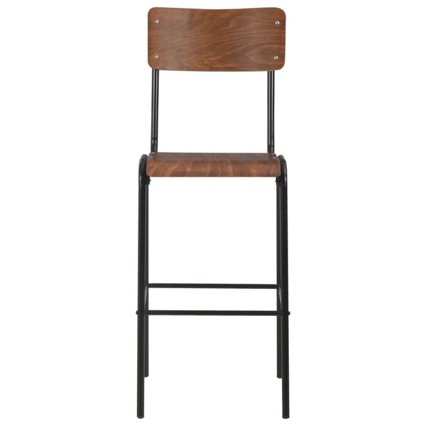 vidaXL Bar Stools 2 pcs Brown Solid Plywood Steel