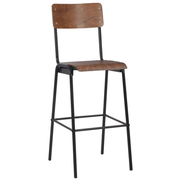 vidaXL Bar Stools 2 pcs Brown Solid Plywood Steel