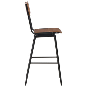 vidaXL Bar Stools 2 pcs Brown Solid Plywood Steel