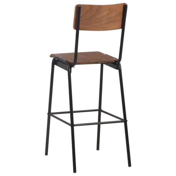 vidaXL Bar Stools 2 pcs Brown Solid Plywood Steel