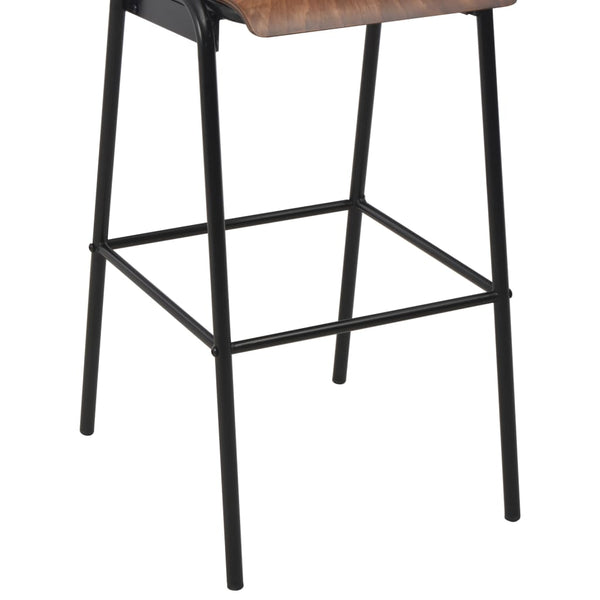 vidaXL Bar Stools 2 pcs Brown Solid Plywood Steel