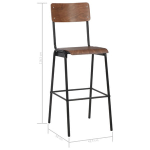vidaXL Bar Stools 2 pcs Brown Solid Plywood Steel