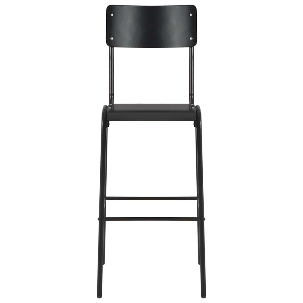 vidaXL Bar Stools 2 pcs Black Solid Plywood Steel