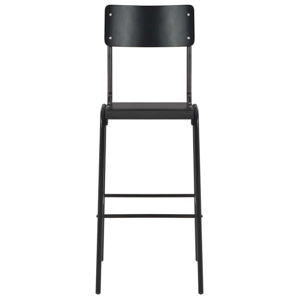 vidaXL Bar Stools 2 pcs Black Solid Plywood Steel