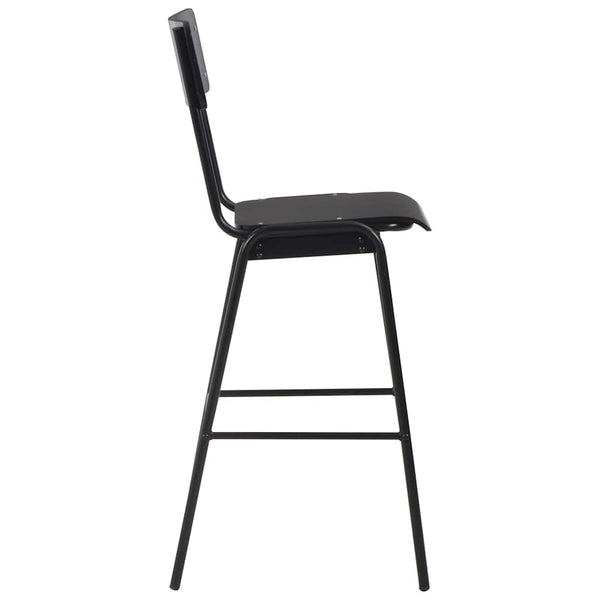 vidaXL Bar Stools 2 pcs Black Solid Plywood Steel