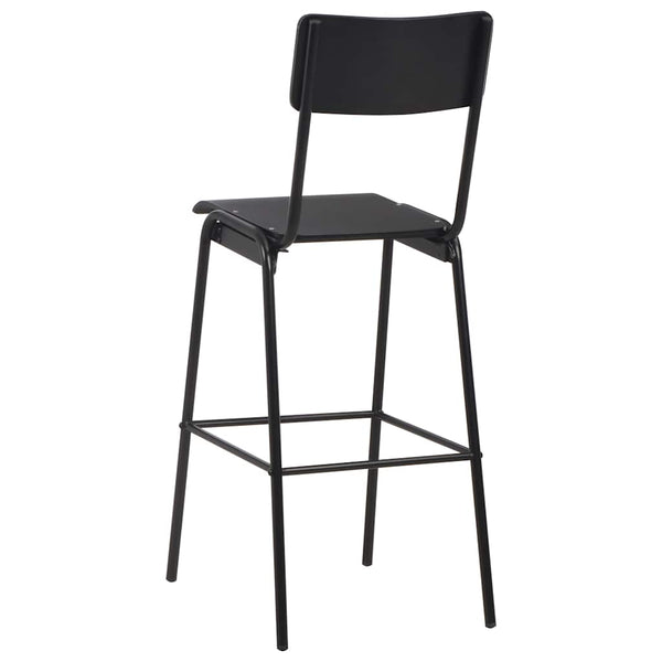 vidaXL Bar Stools 2 pcs Black Solid Plywood Steel