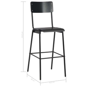 vidaXL Bar Stools 2 pcs Black Solid Plywood Steel