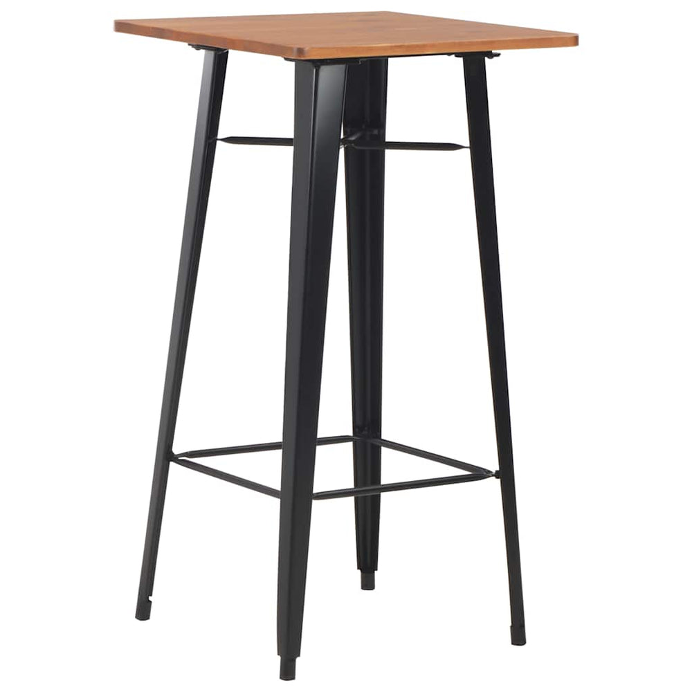 vidaXL Bar Table Black 60×60×108 cm Solid Pine Wood and Steel