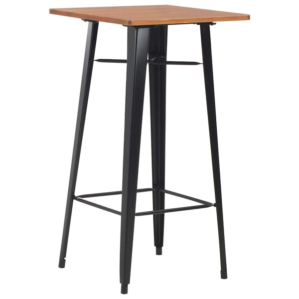 vidaXL Bar Table Black 60×60×108 cm Solid Pine Wood and Steel