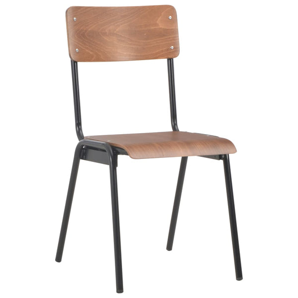 vidaXL Dining Chairs 4 pcs Brown Solid Plywood and Steel