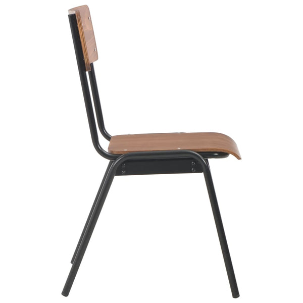 vidaXL Dining Chairs 4 pcs Brown Solid Plywood and Steel