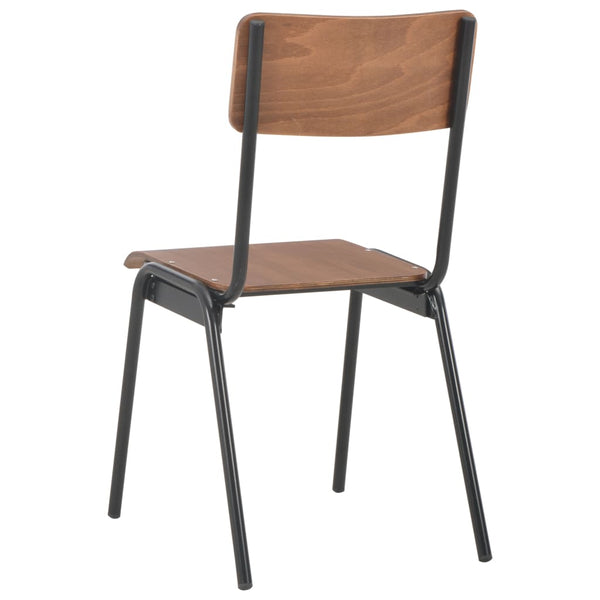 vidaXL Dining Chairs 4 pcs Brown Solid Plywood and Steel