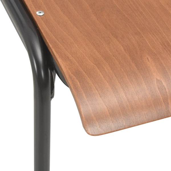 vidaXL Dining Chairs 4 pcs Brown Solid Plywood and Steel