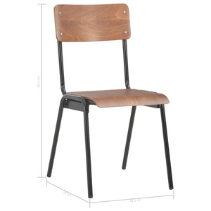 vidaXL Dining Chairs 4 pcs Brown Solid Plywood and Steel