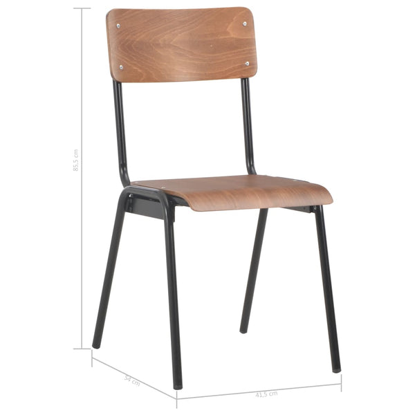 vidaXL Dining Chairs 4 pcs Brown Solid Plywood and Steel