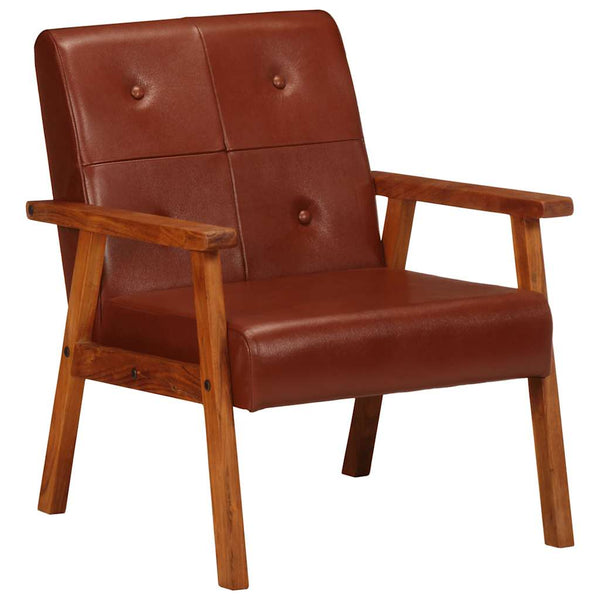 vidaXL Armchair Brown Genuine Leather