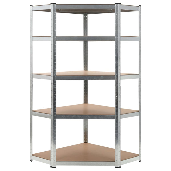 vidaXL 5-Tier Corner Shelf Silver Steel & Engineered Wood