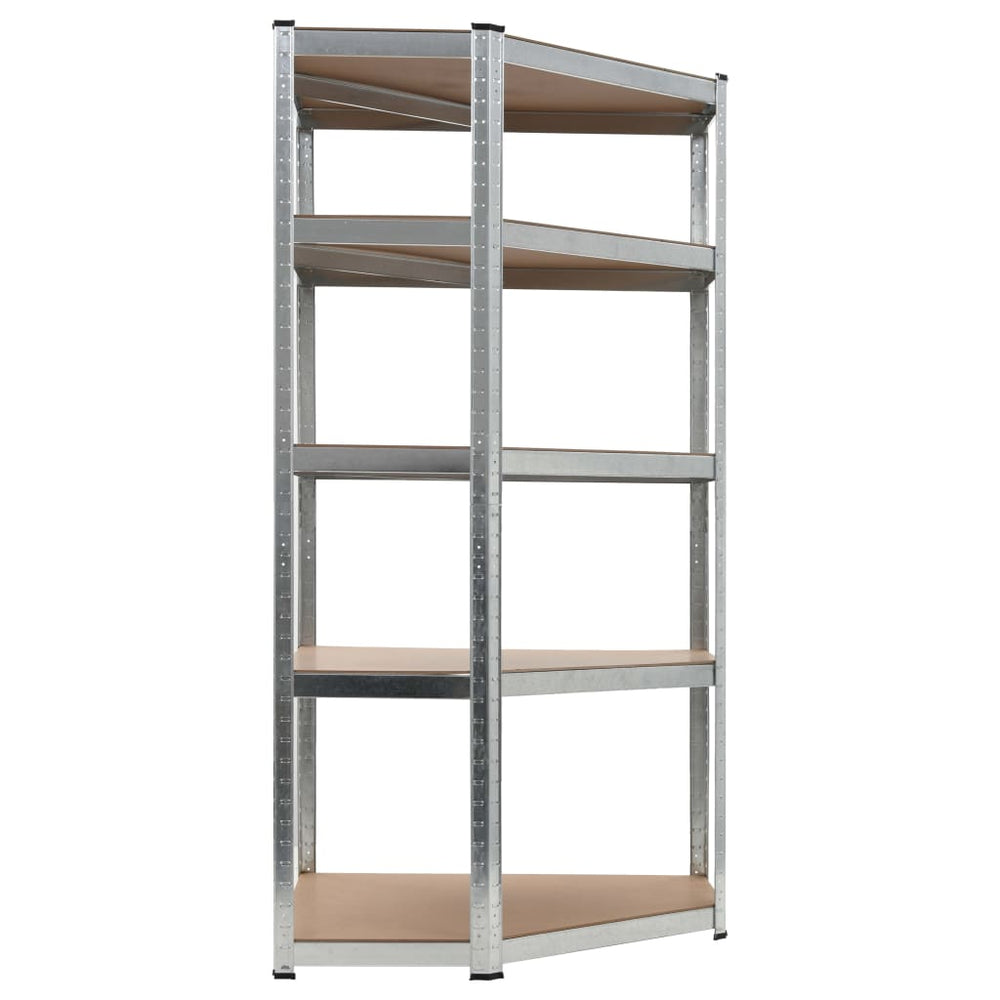 vidaXL 5-Tier Corner Shelf Silver Steel & Engineered Wood