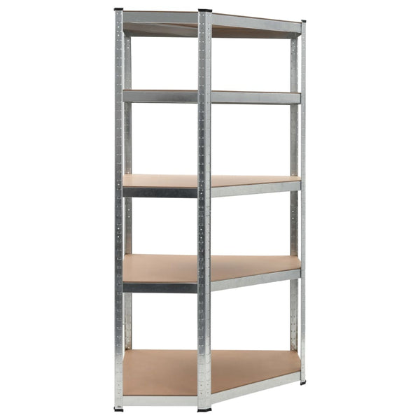vidaXL 5-Tier Corner Shelf Silver Steel & Engineered Wood