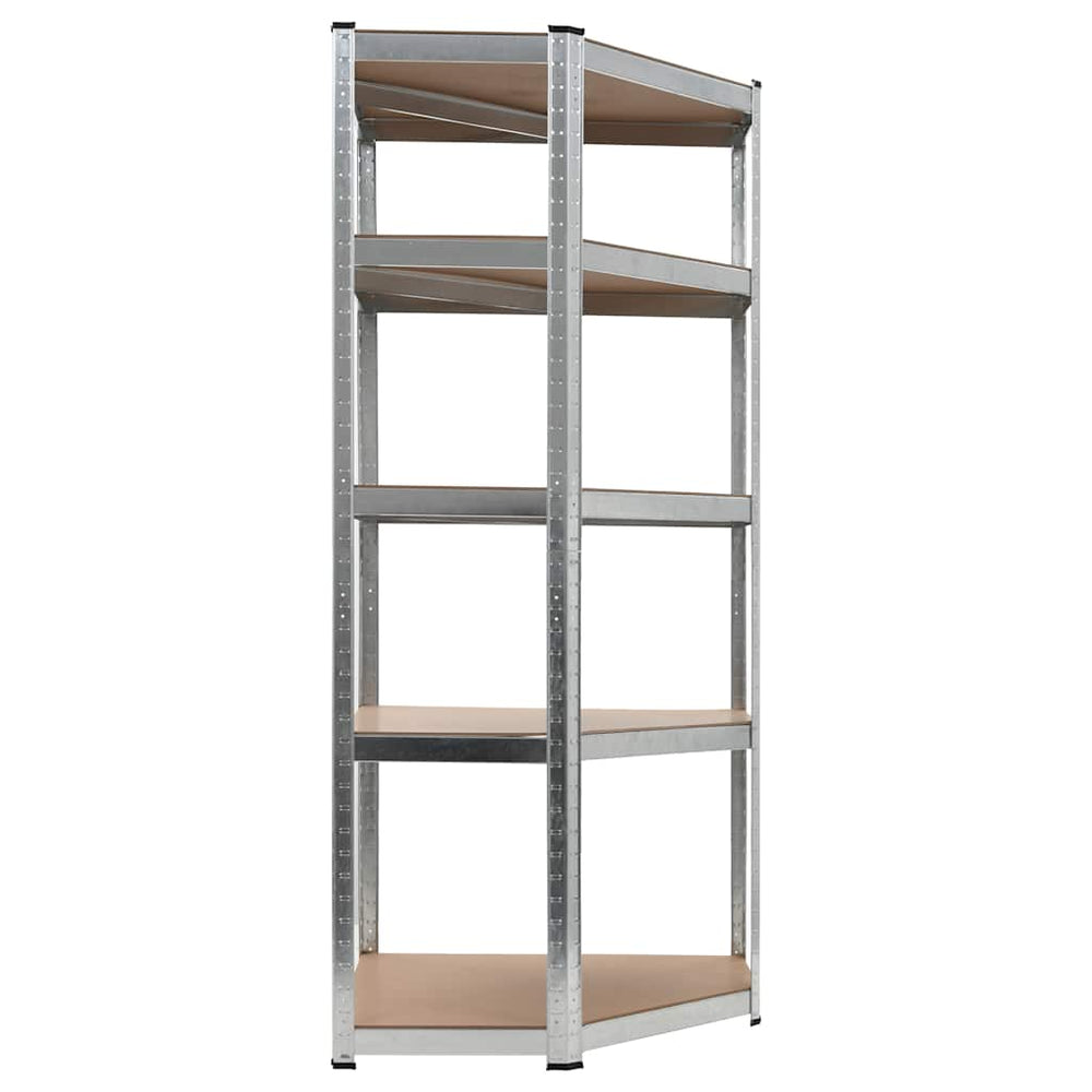 vidaXL 5-Tier Corner Shelf Silver Steel & Engineered Wood