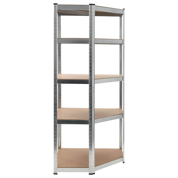 vidaXL 5-Tier Corner Shelf Silver Steel & Engineered Wood