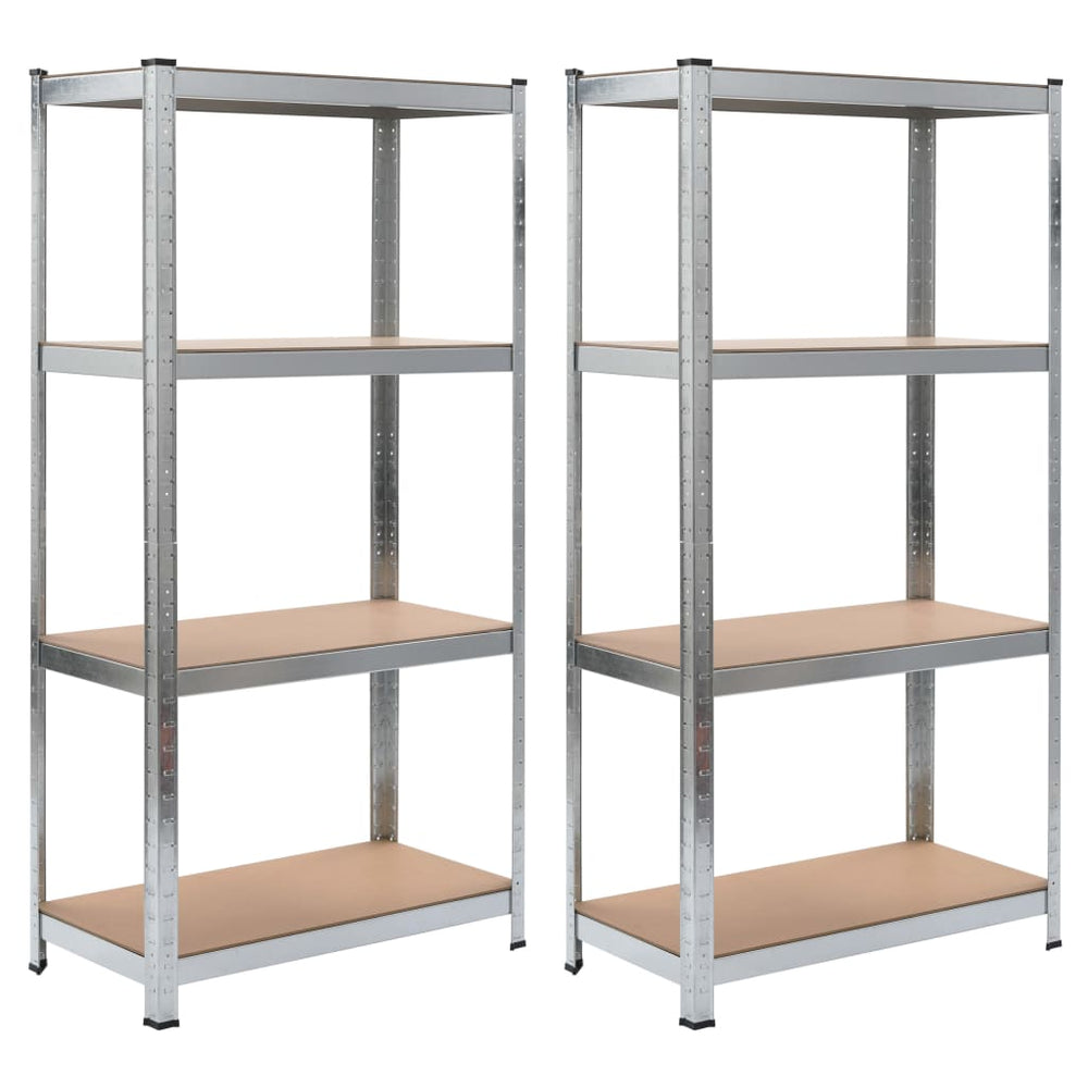 vidaXL 4-Tier Shelves 2 pcs. Silver Steel & Engineered Wood