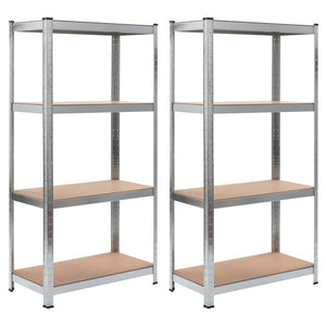 vidaXL 4-Tier Shelves 2 pcs. Silver Steel & Engineered Wood