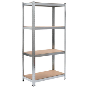 vidaXL 4-Tier Shelves 2 pcs. Silver Steel & Engineered Wood