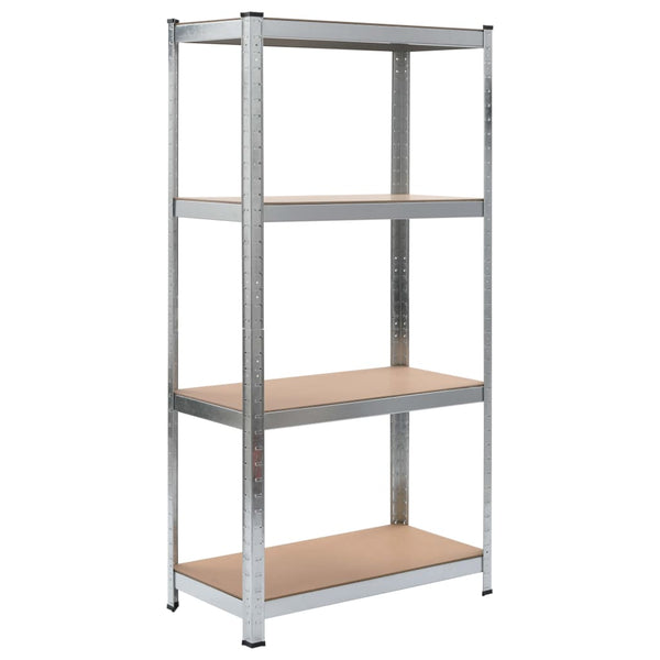 vidaXL 4-Tier Shelves 2 pcs. Silver Steel & Engineered Wood