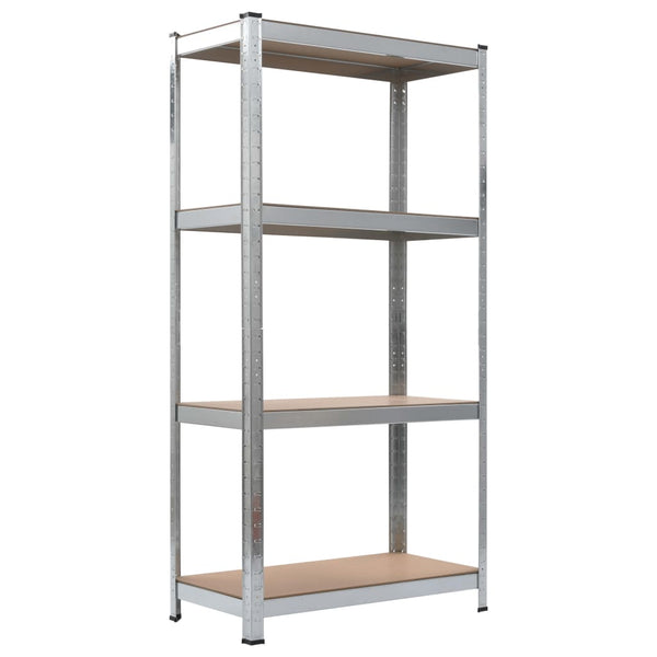 vidaXL 4-Tier Shelves 2 pcs. Silver Steel & Engineered Wood