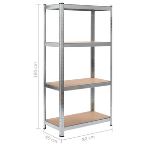 vidaXL 4-Tier Shelves 2 pcs. Silver Steel & Engineered Wood