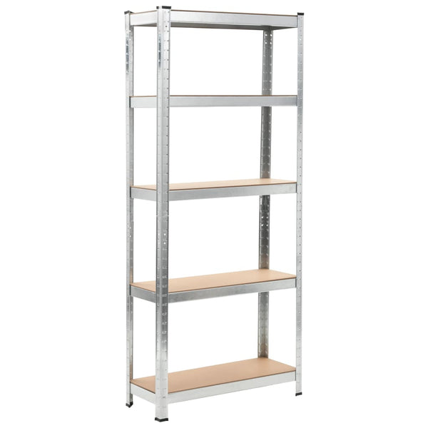 vidaXL 5-Tier Storage Shelves 3 pcs Silver Steel & Engineered Wood