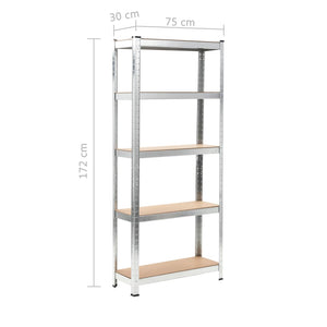vidaXL 5-Tier Storage Shelves 3 pcs Silver Steel & Engineered Wood