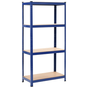 vidaXL 4-Tier Storage Rack Blue Steel & Engineered Wood
