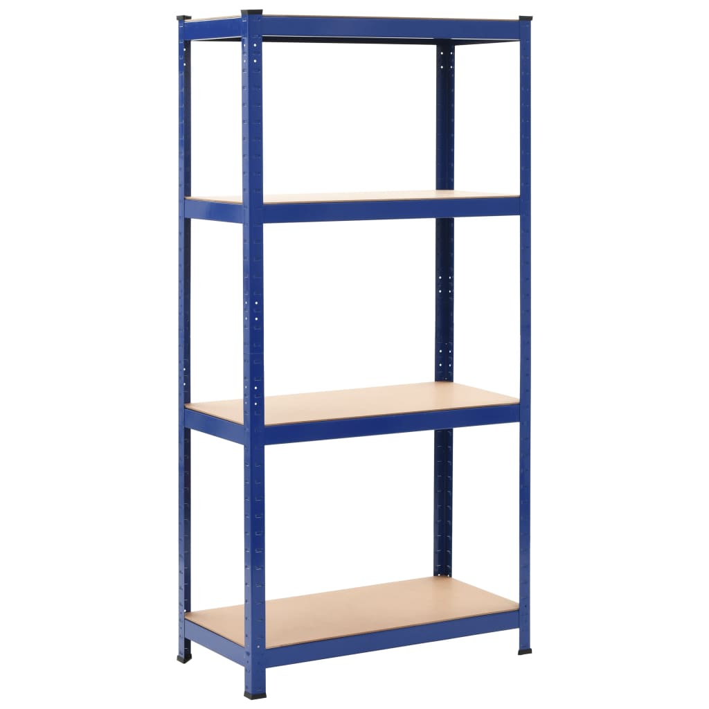 vidaXL 4-Tier Storage Rack Blue Steel & Engineered Wood